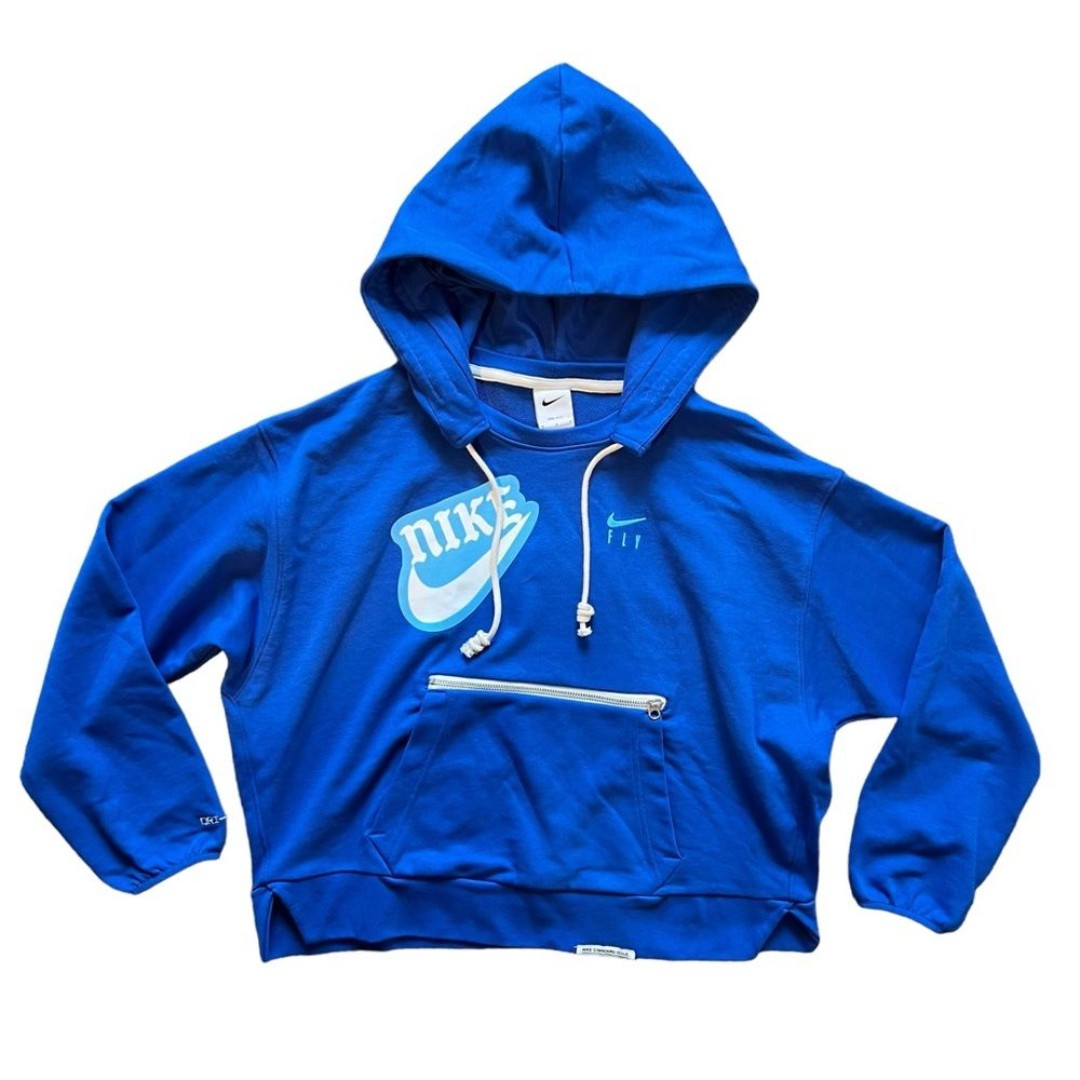 Nike EYBL Cropped Hoodie Blue Women's sz Medium Who Run We Run Elite Basketball