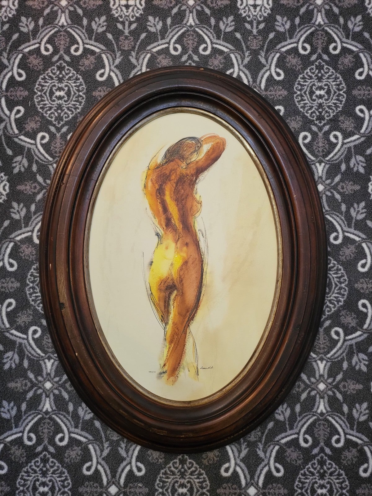 Deana Nastic Signed Limited Edition Water Color Nude Sketch on Canvas