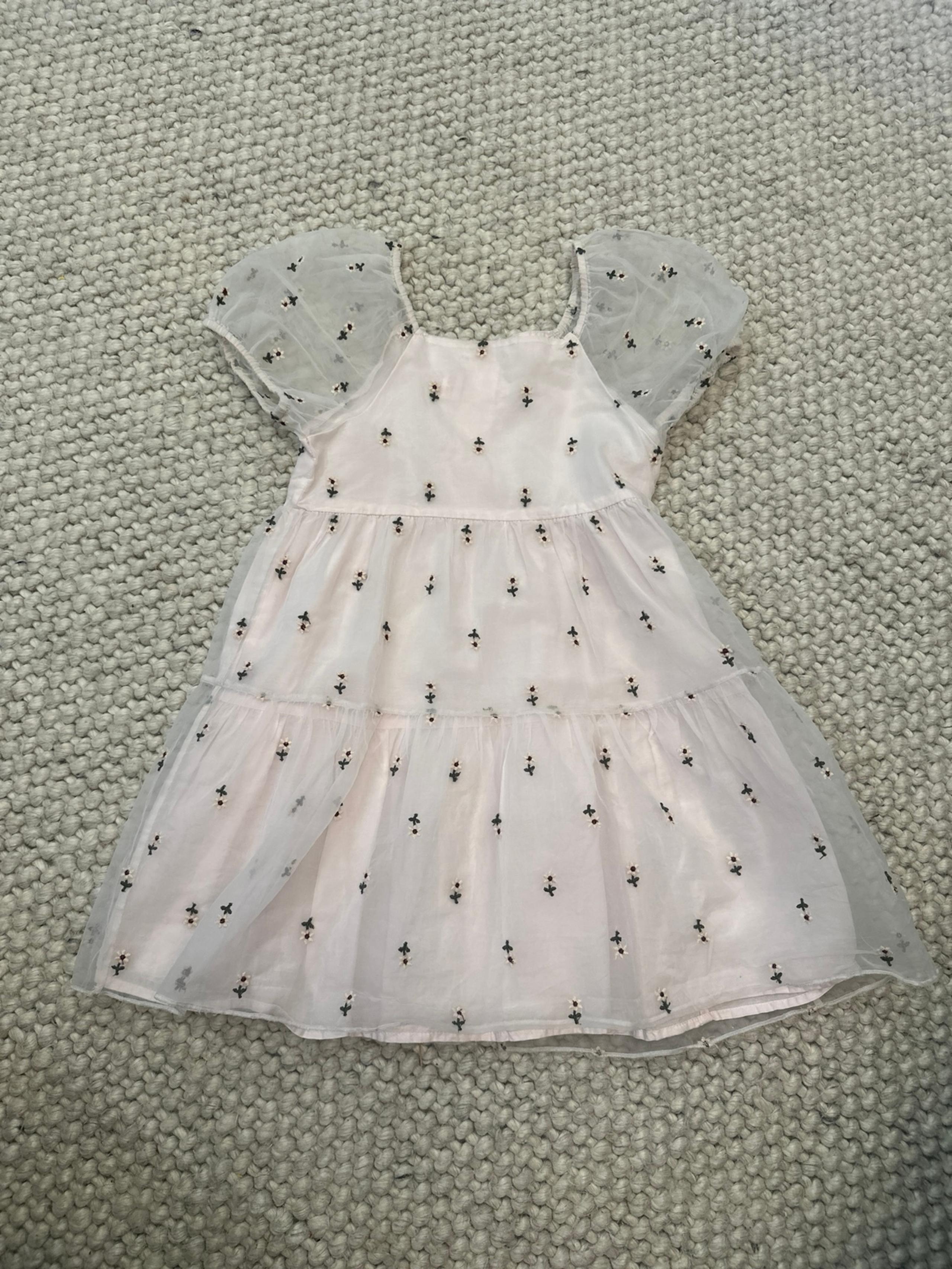 Girls Zara Pink Floral Dress Size 4-5T