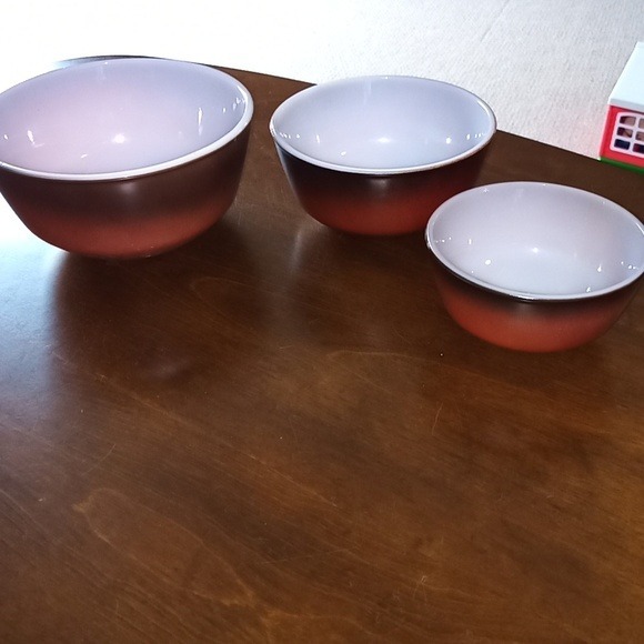 Vintage 1970's Fire King Anchor Hocking Brown Ombre Mixing Bowl Set #20