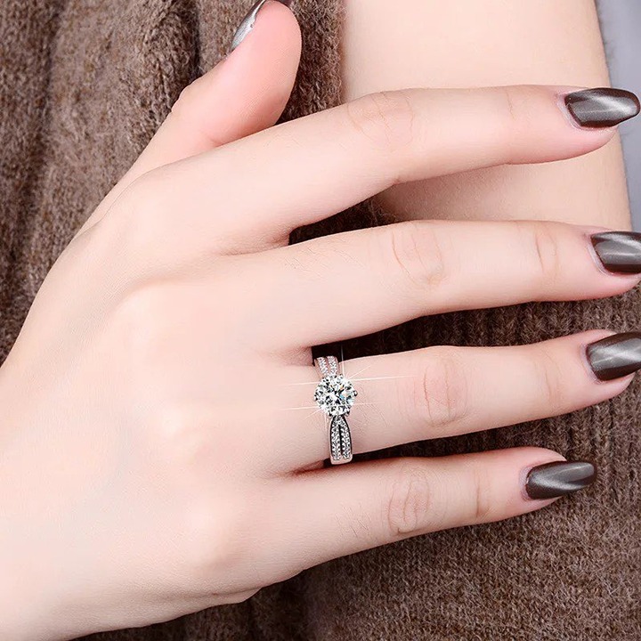 Cubic Zirconia Round Cut Engagement Ring Set on a Gorgeous Dainty Setting