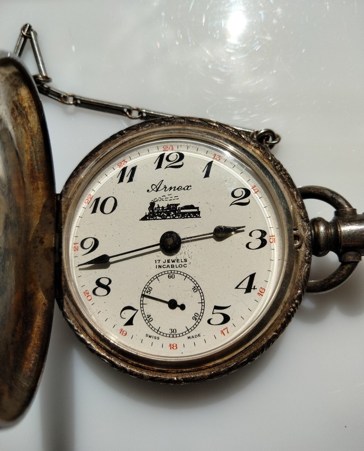 Arnex 17 Jewel railroad military markers dial train pocket watch