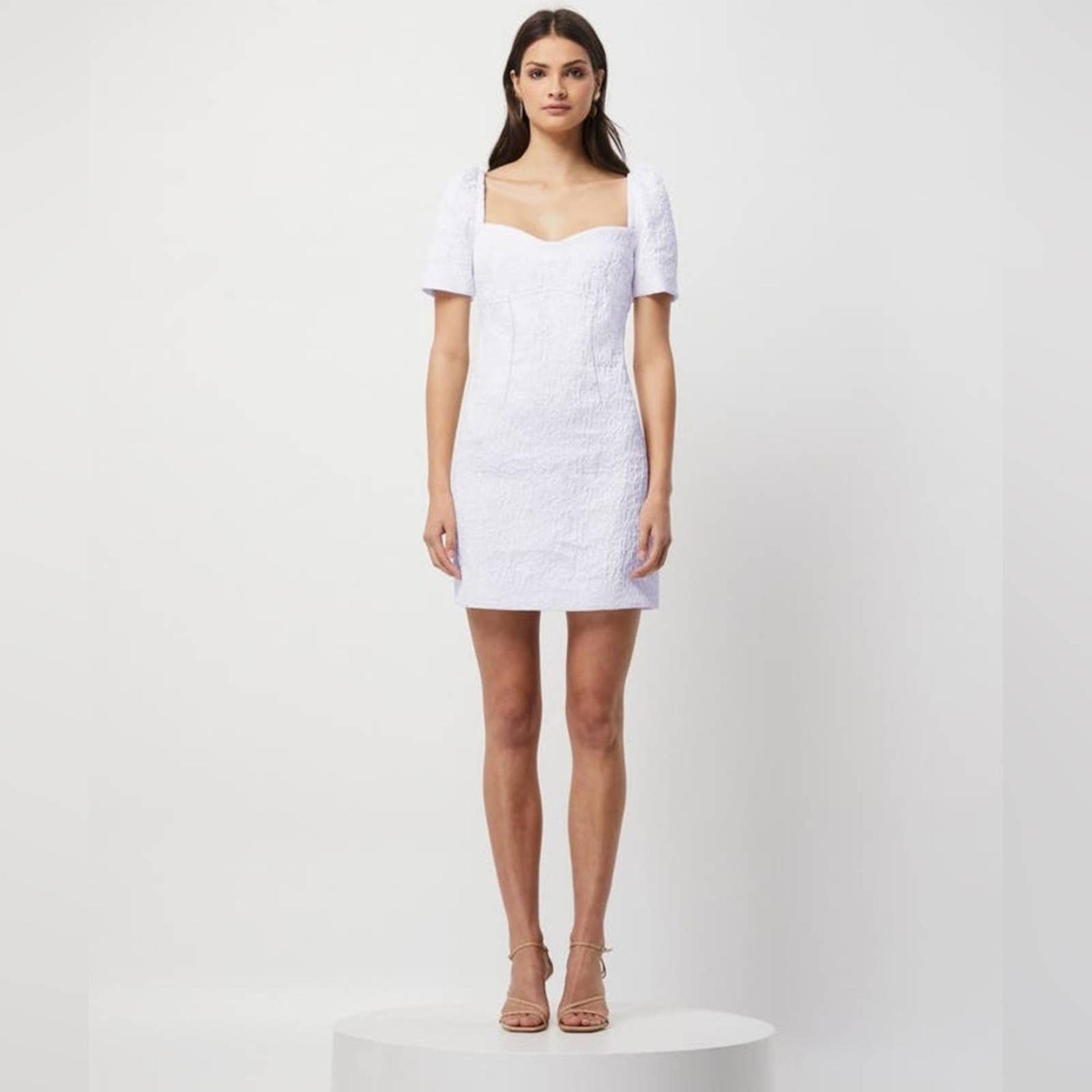 ELLIATT Feminise Textured Puff Sleeve Mini dress white bridal floral embroidered