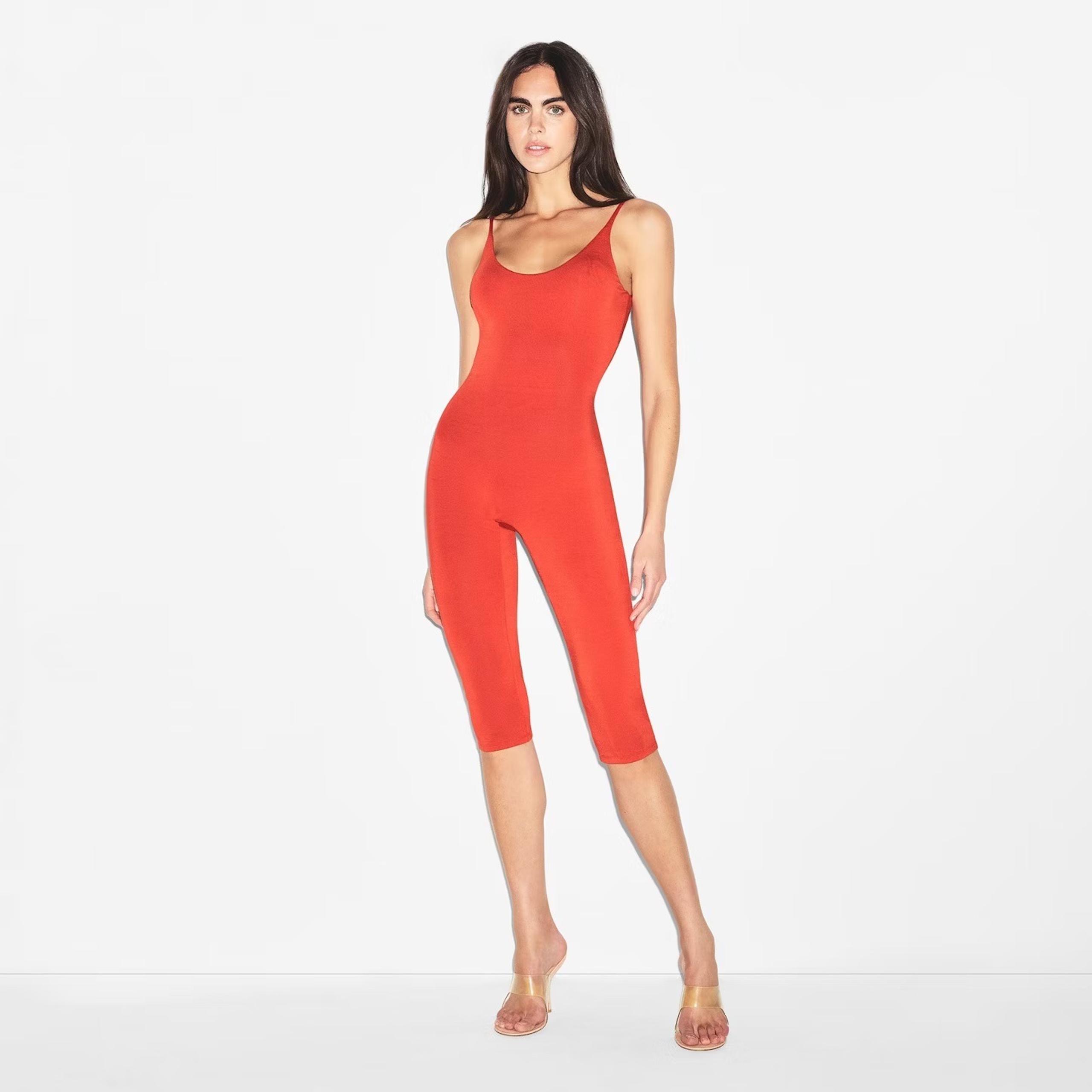 Skims smooth lounge skimpy strap catsuit in terra