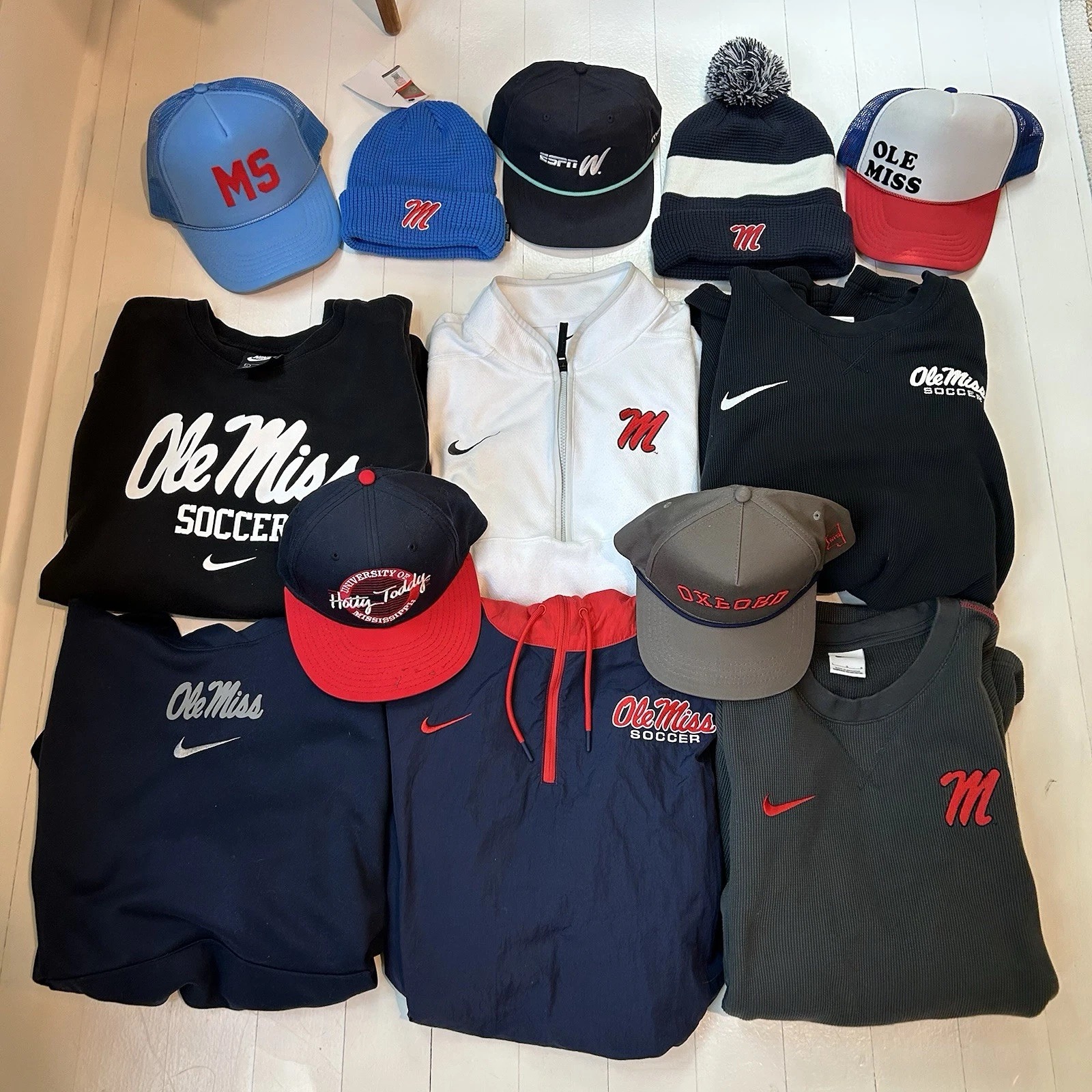 Ole Miss Lot of Gear Nike Team Issued Apparel L-XL Clothing Lot of 13 Blue Red