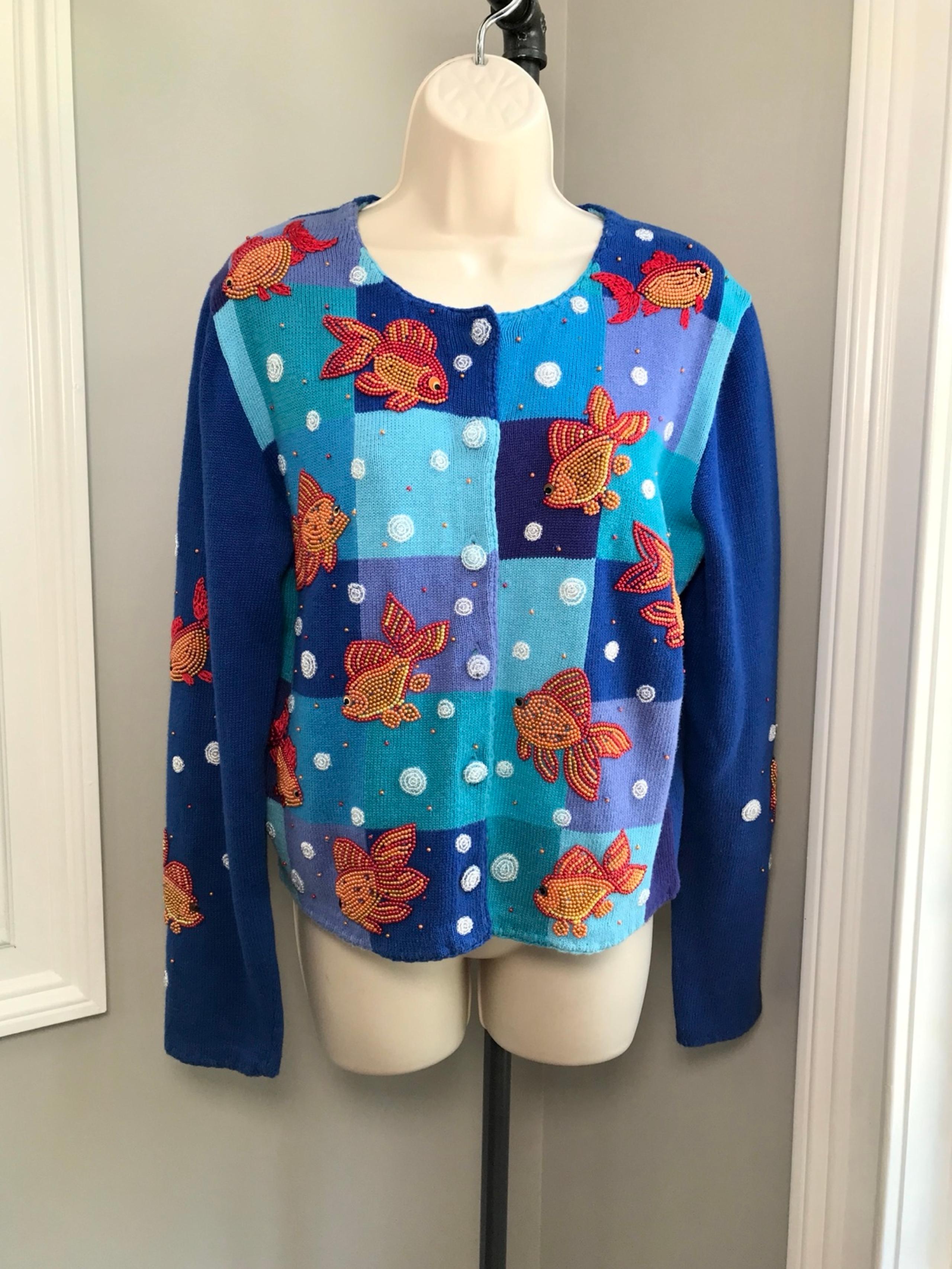 Vintage Michael Simon Goldfish Cardigan Sweater ~ Women’s Small EUC
