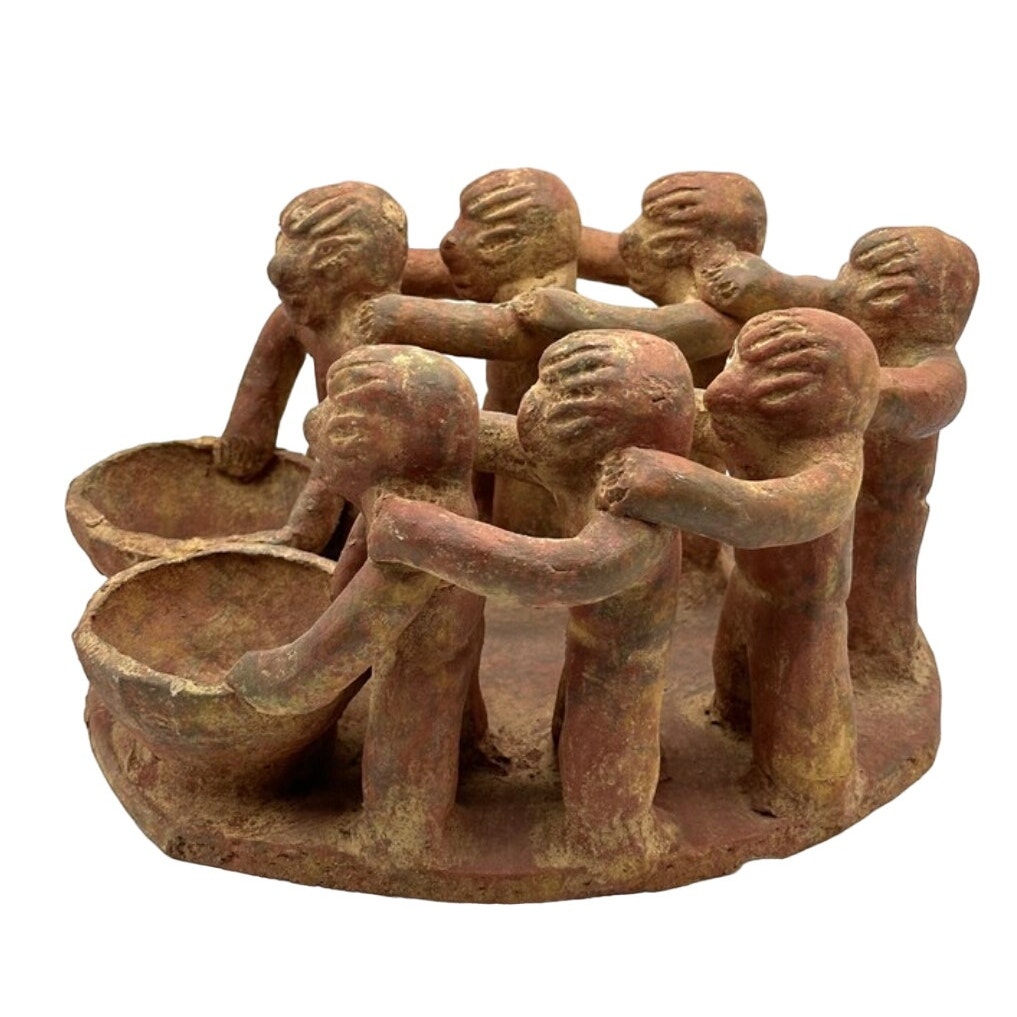 Vintage Mexican Circle of Friends 10 Terracotta Friendship Myth Candle Holder