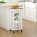 Solid Wood Frame Utility Cart with 4 Wire Fruit Baskets and Drawer, White