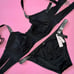 Victoria's Secret UNLINED 36C/36B BIKINI L BOTTOM shine strap BLACK SILVER