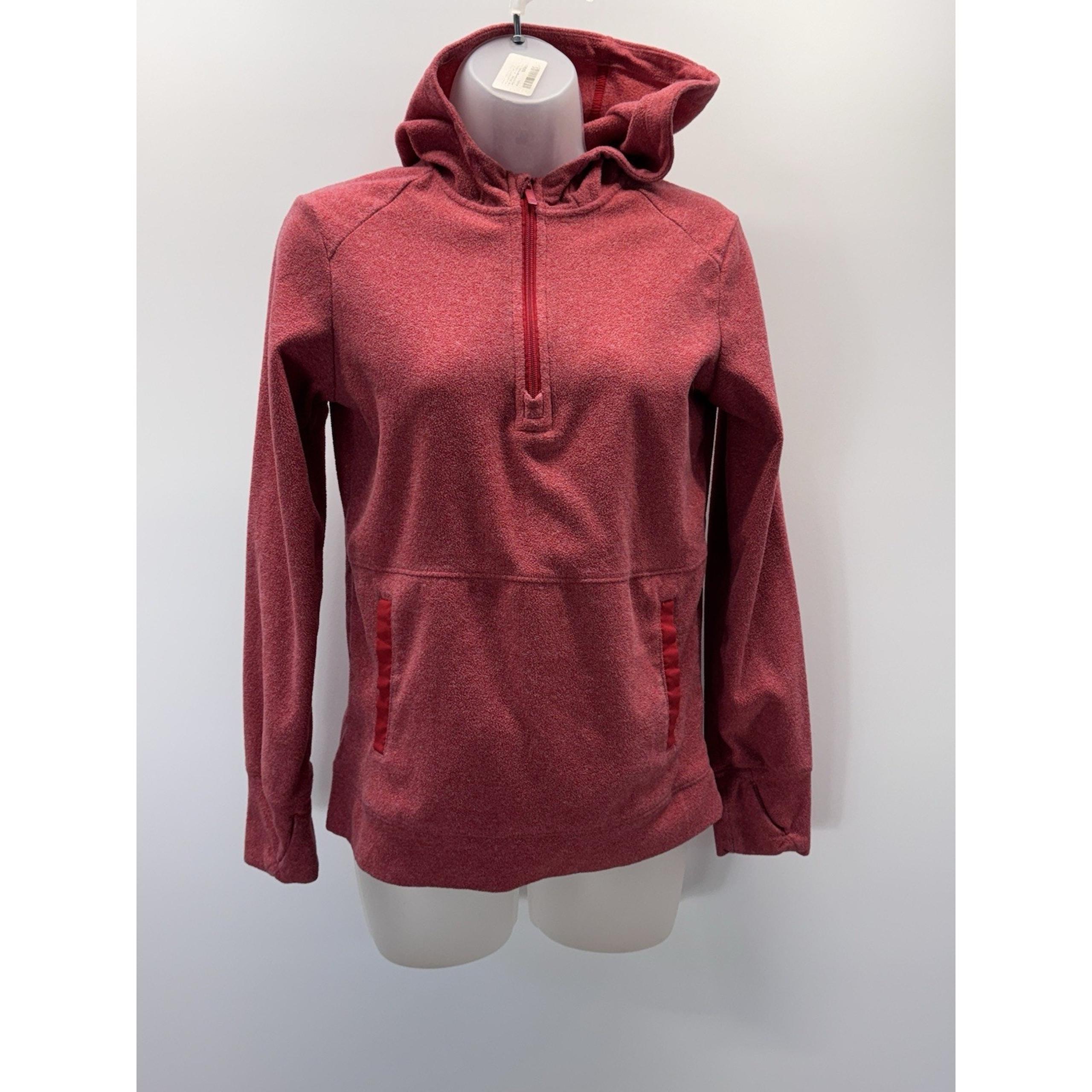All In Motion 1/4 Zip Hooded Pullover, Women’s Large Light Red Athletic Fit