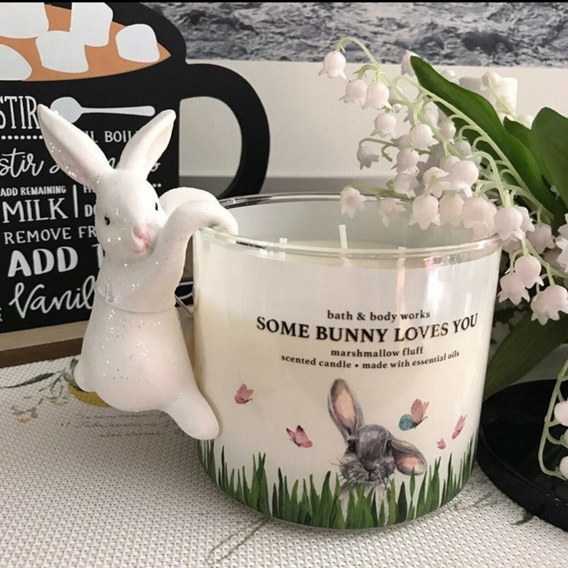 Bath and body works Bunny candle and hanging bunny figure