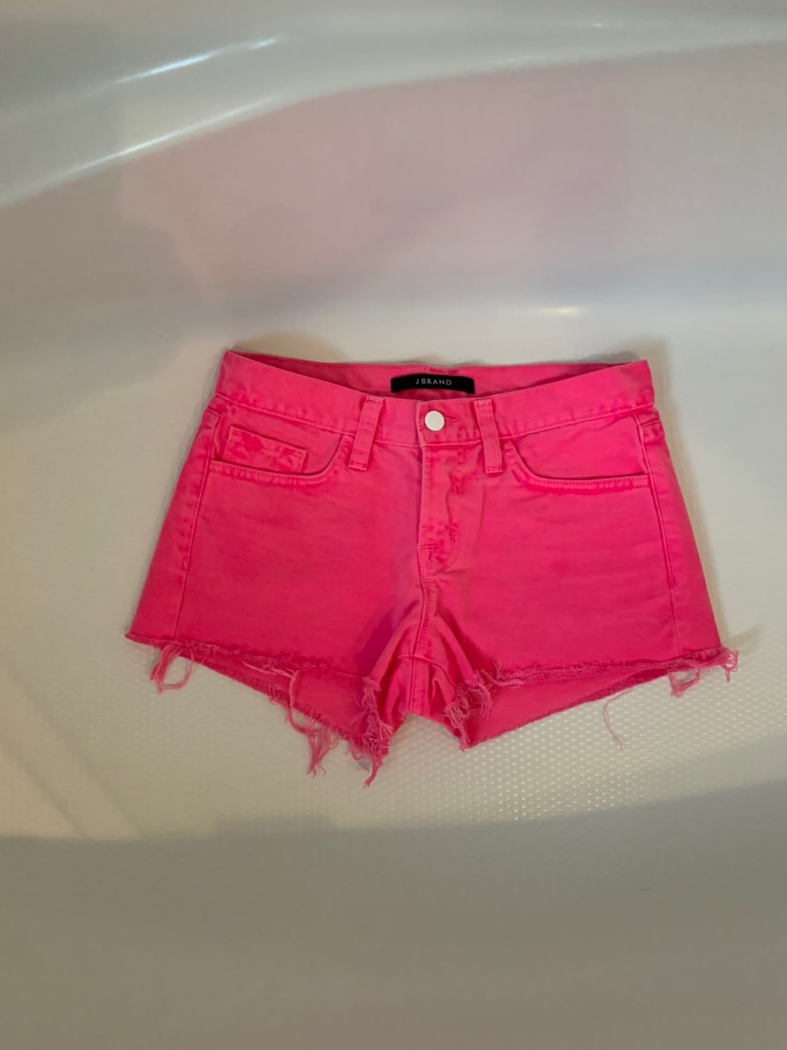 J Brand Cut Off Shorts Signal Pink SZ 25
