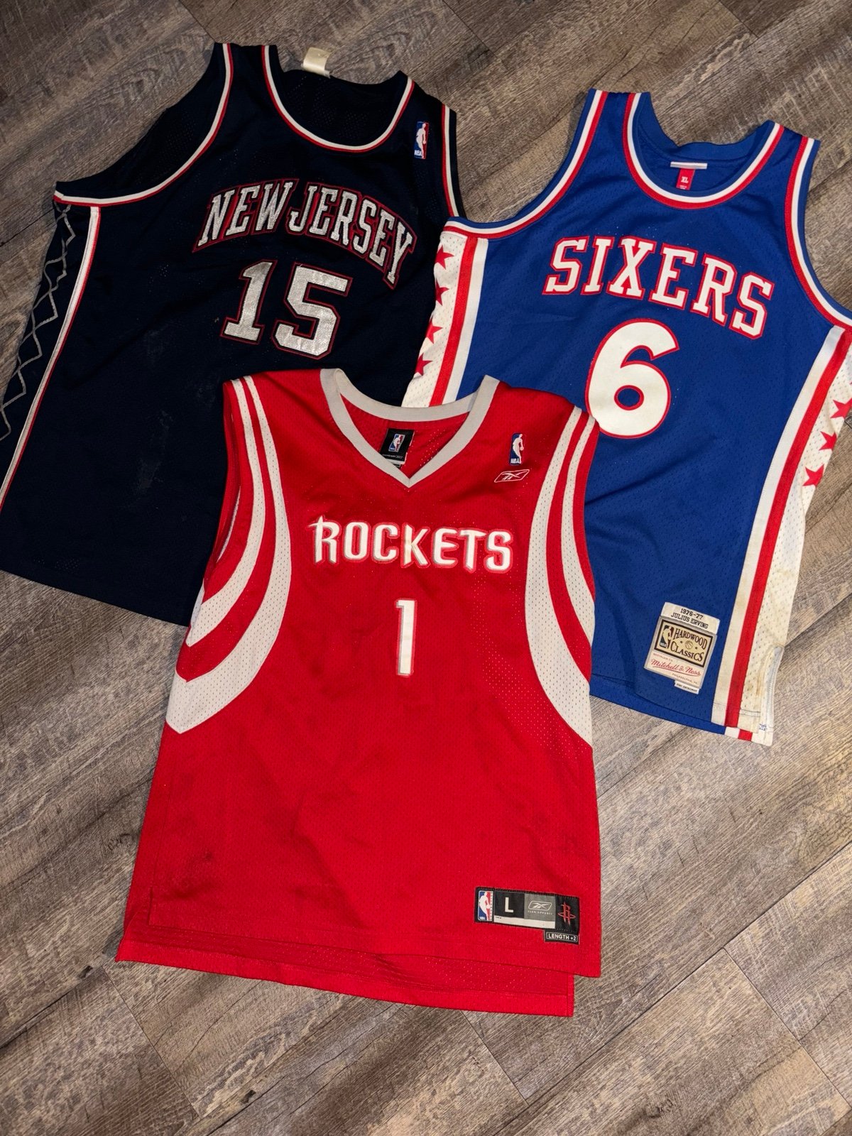 NBA Men’s Jerseys used Sixers Rockets New Jersey Designer vintage bundle