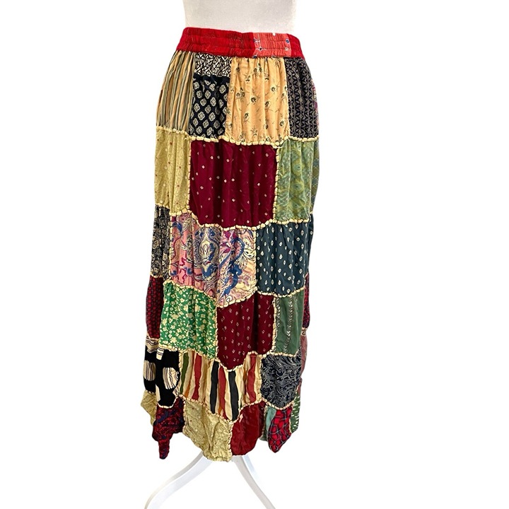 Handmade Patchwork Gypsy Bohemian Hippie Festival Long Skirt size Small/Medium