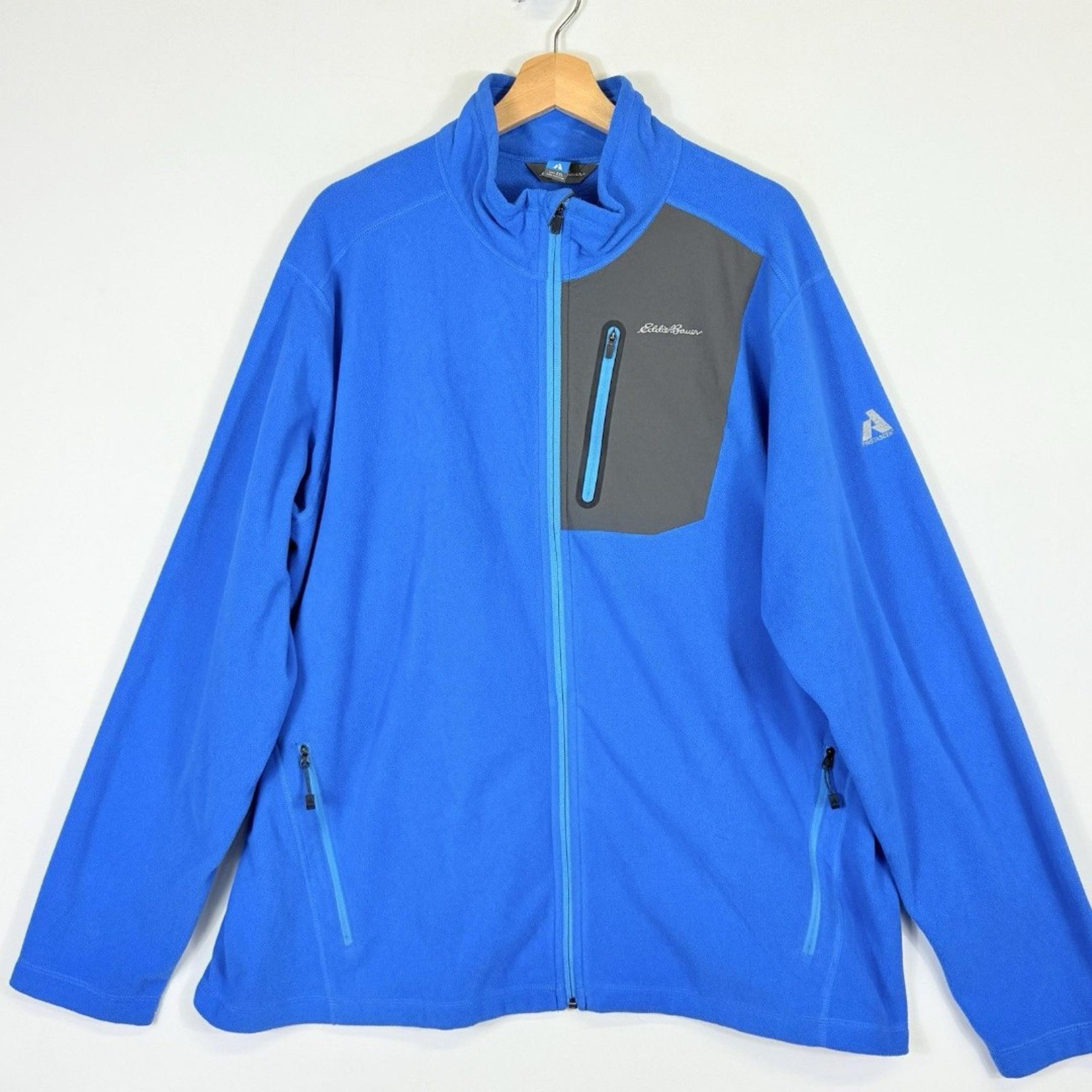 Eddie Bauer First Ascent Aqua Blue Grey Fleece Shell Jacket Coat Men's Size 2XL
