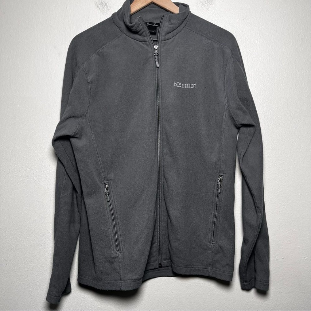 Marmot Men Fleece Jacket Medium Gray Full Zip Hiking Outdoor Gorpcore