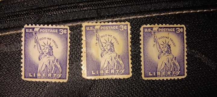 Purple Liberty postage stamp