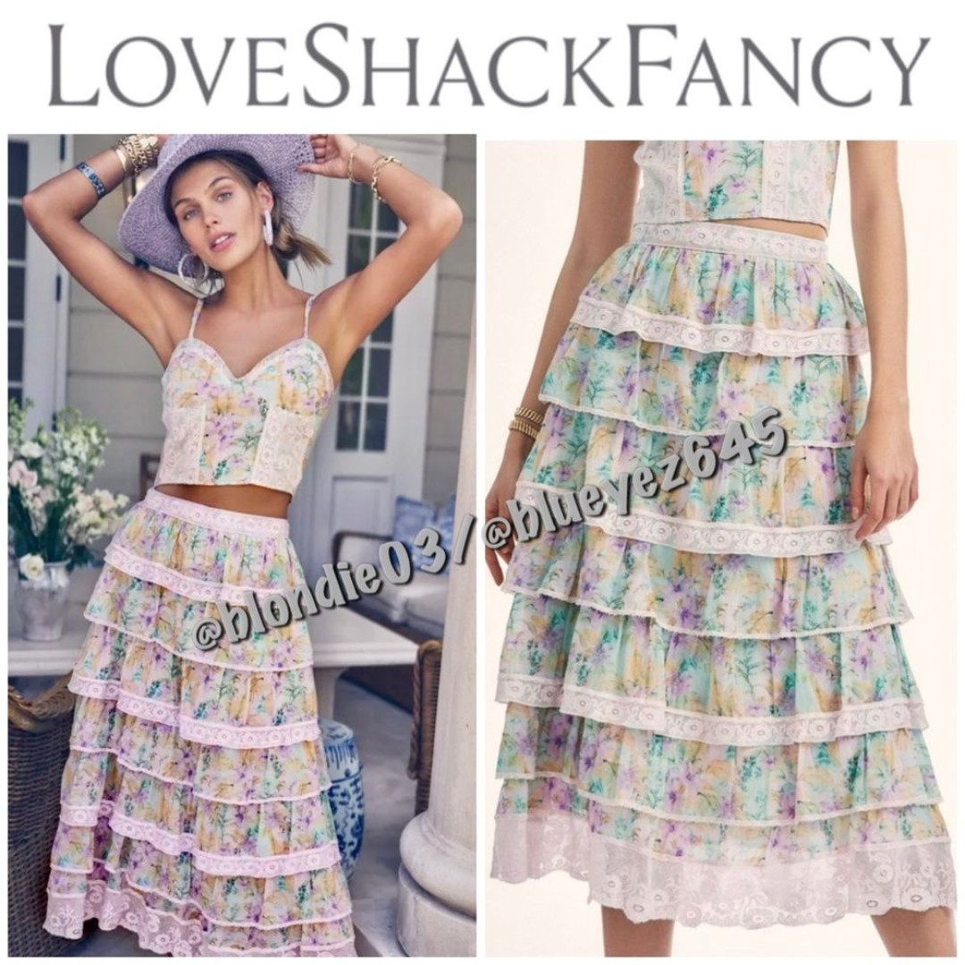 LoveShackFancy “Borneo” whimsical tiered lace trim skirt 6