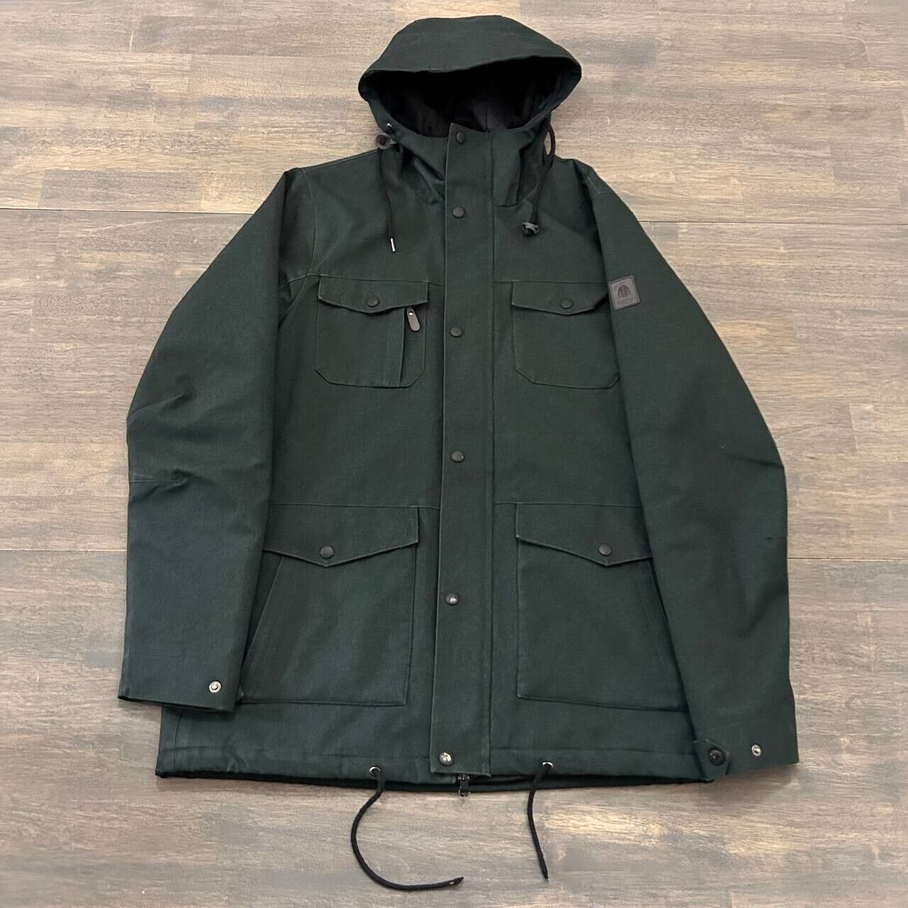 Kilmanock Men's Hooded Winter Parka Jacket Green Active Front Pocket Size Medium