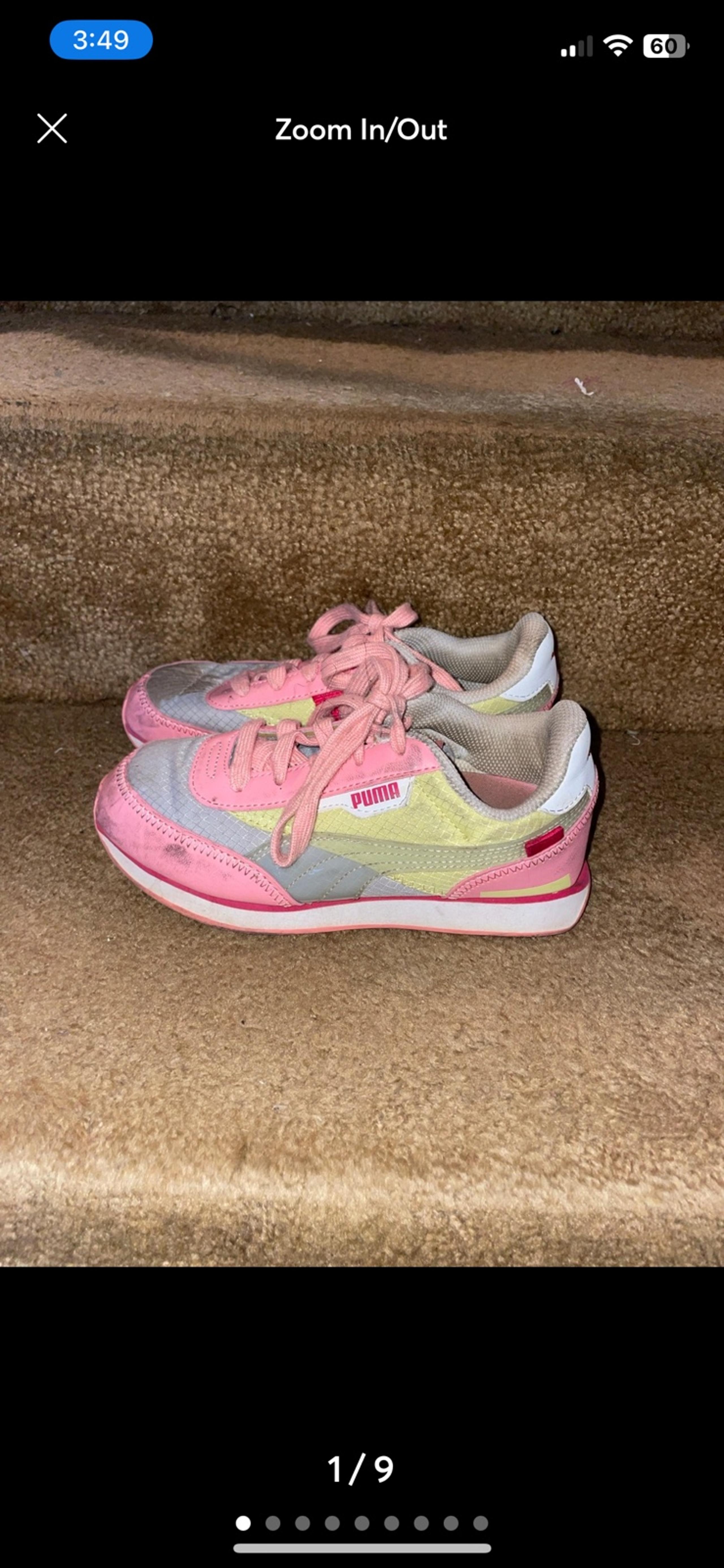 Kids Girls Puma Pink Shoes Sneakers Size 3