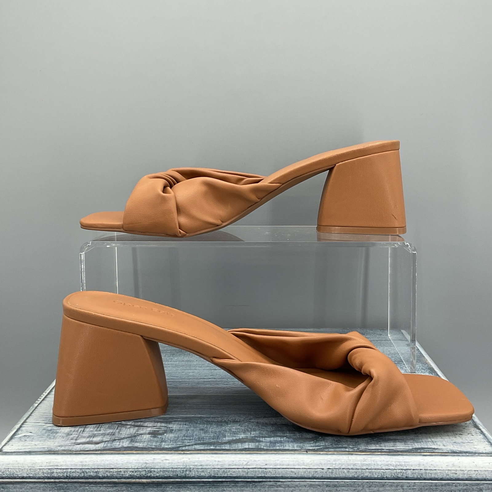 NEW Open Edit Women’s Cora Block Heel Mules Tan Size 9M