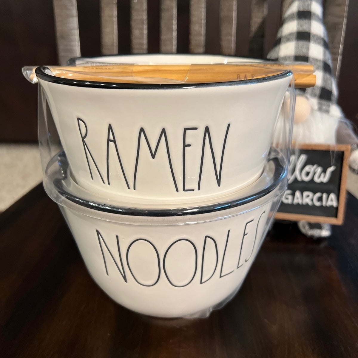 RAE DUNN RAMEN NOODLES Large Bowl Set w/Chopsticks