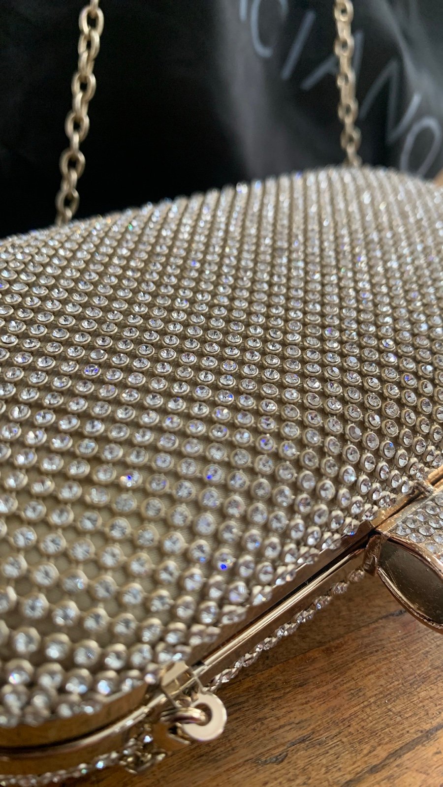 Swarovski Crystal Chain Gold Clutch