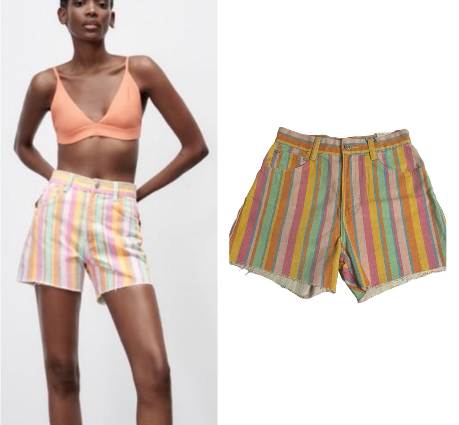 Zara High Waisted Women’s Colorful Striped Fun Summer Shorts Size 2