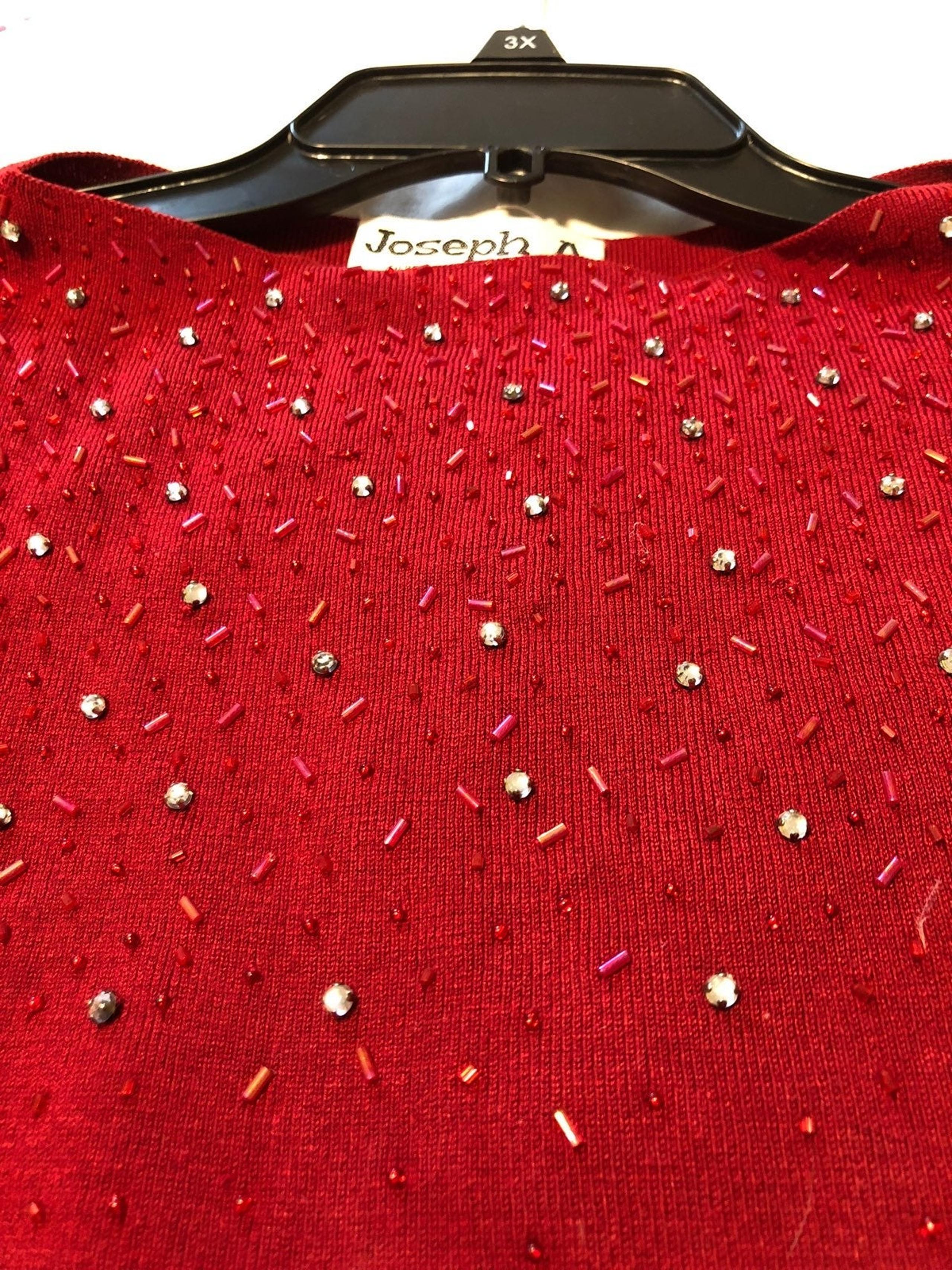 Joseph A. Lt-Weight Beaded Knit Top Sz L