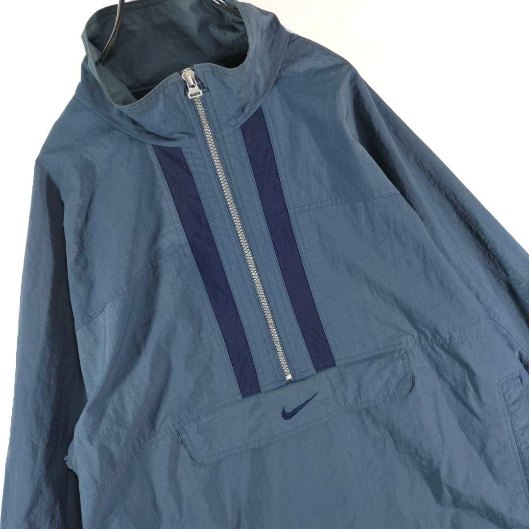 Vintage 90's Nike Green Big Logo Swoosh 1/2 Zip Windbreaker