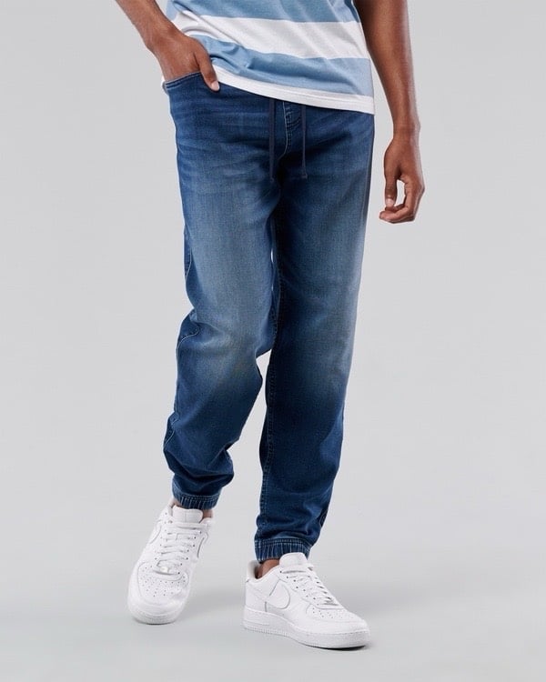 Hollister NWT! Men'S Blue Wash Advanced Stretch Skinny Jogger Jeans Size L