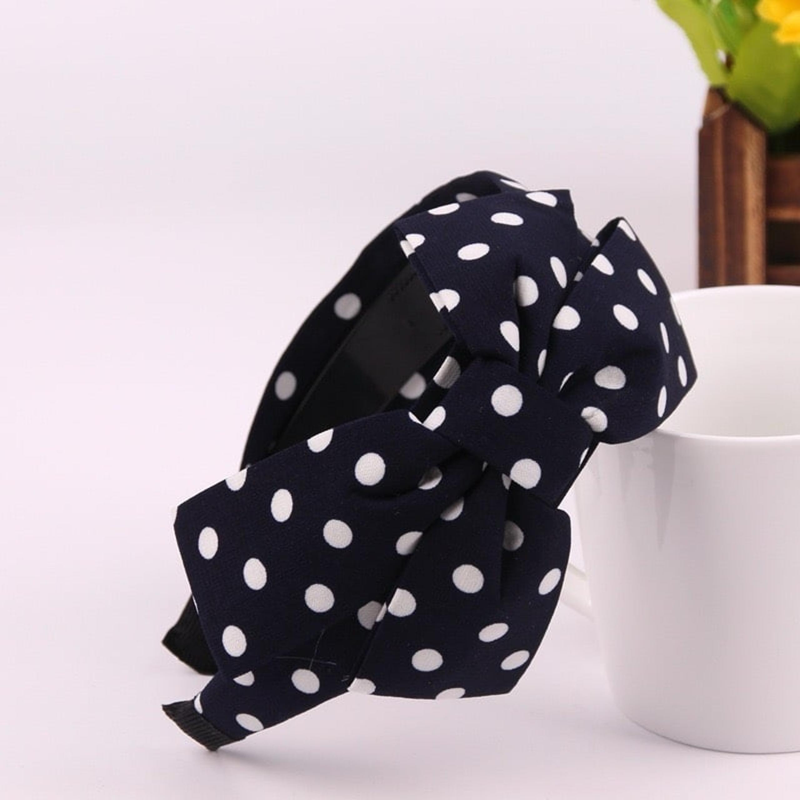 Navy Polka Dot big Bowknot Headband for Women