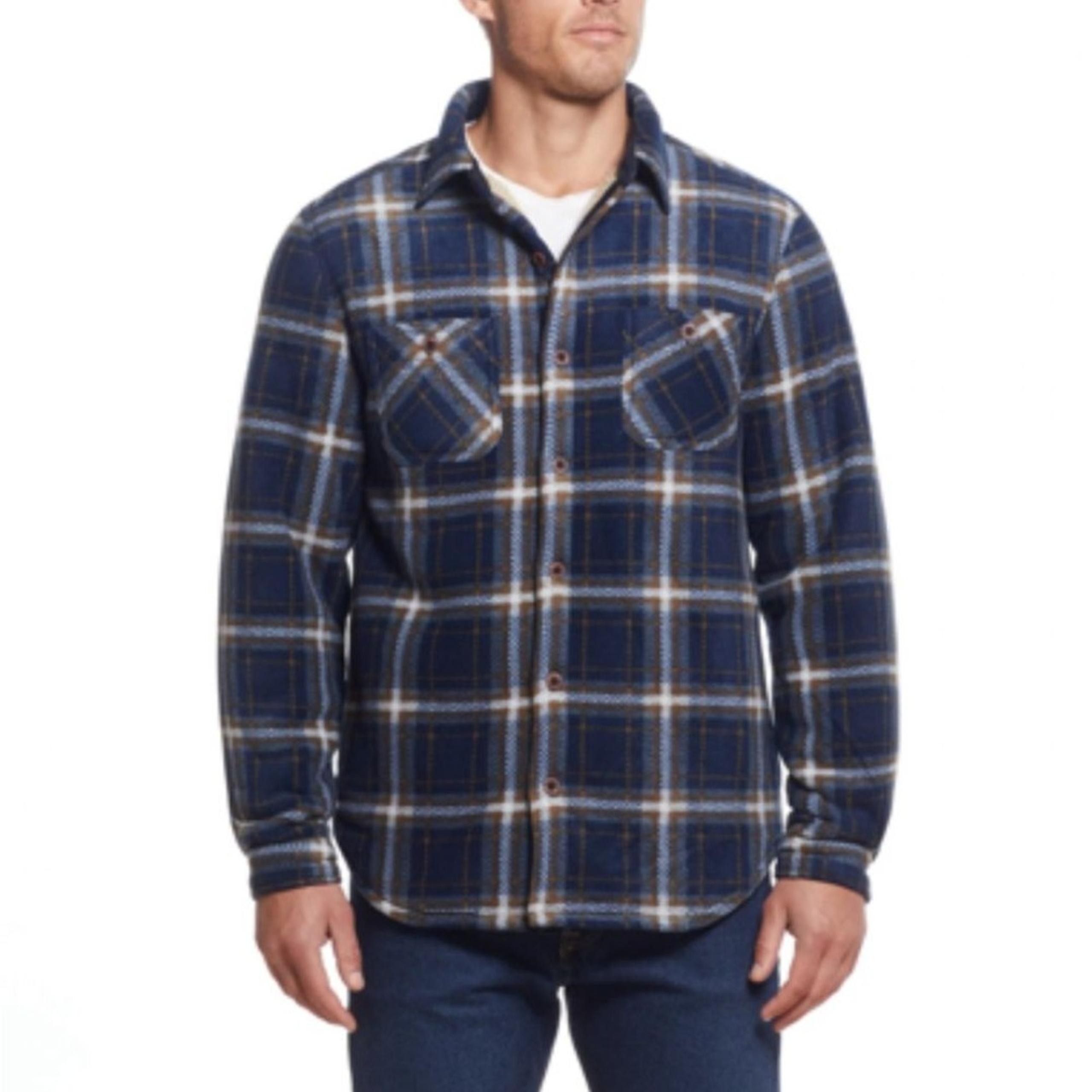 Weatherproof Vintage Mens Sherpa Lined Fleece Shirt Jacket In Maritime Blue LG