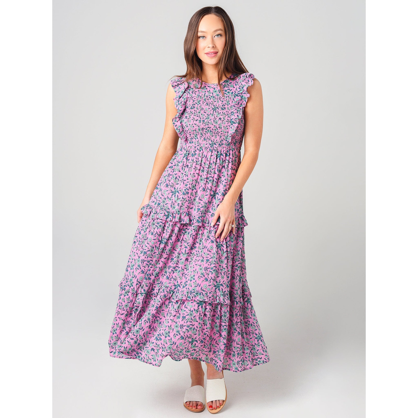 Banjanan Iris Midi floral Print Multicolor Dress Size L