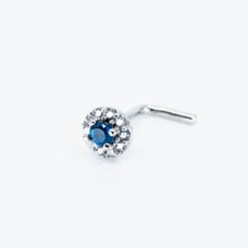Solid 14kt gold nose piercing CZ sapphire and crystals 20g New