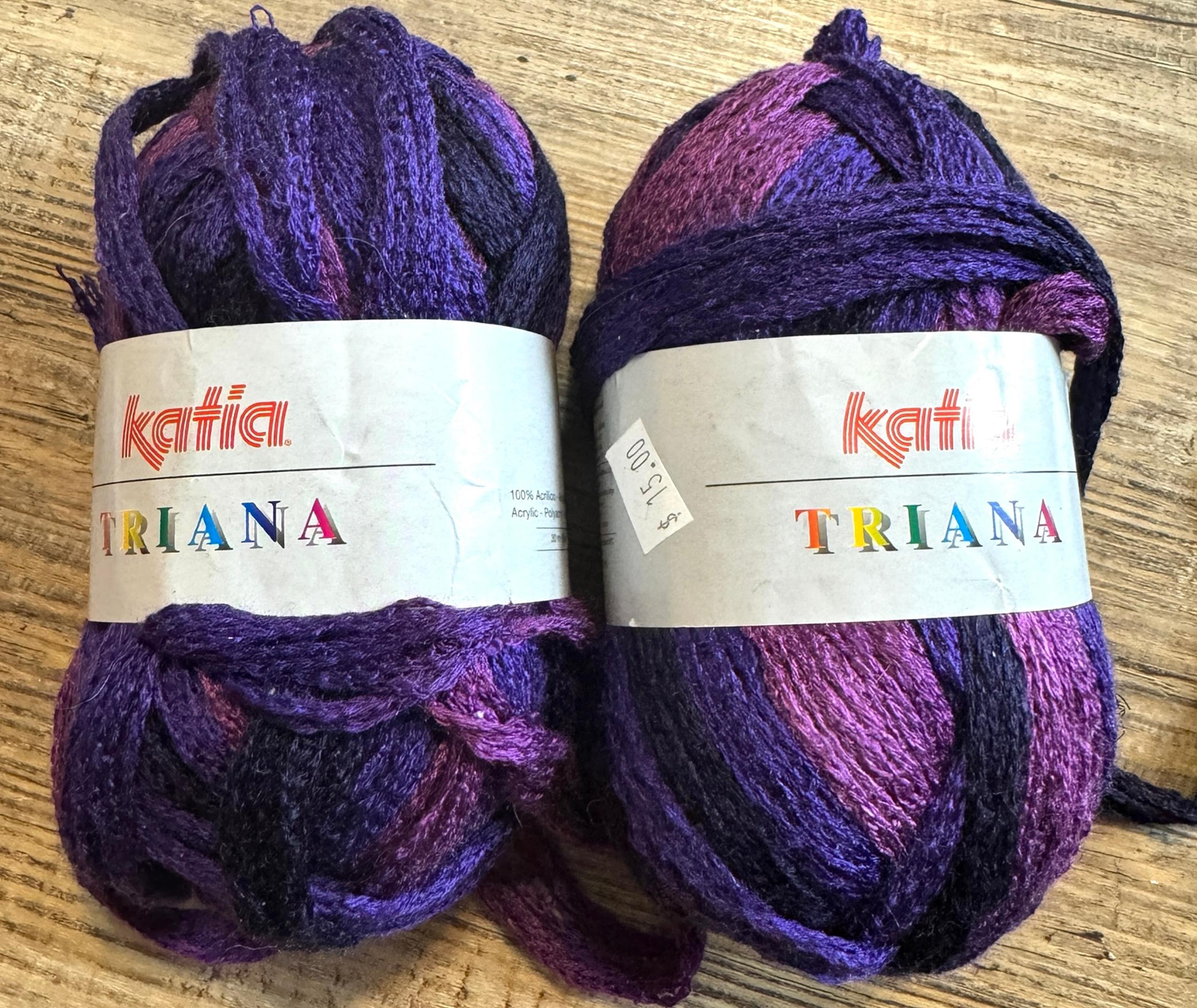 LOT OF 2 KATIA TRIANA 33yds Color #46 Multi Purple Pink Ribbon Lace YARN stein