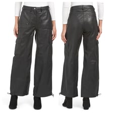 BOD & CHRISTENSEN Black Leather Cargo Joggers