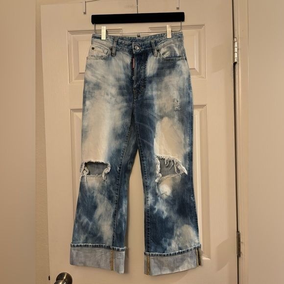 DSQUARED2 | Tie Dye Bleach Jeans Distressed Cuffed Sz 38/2
