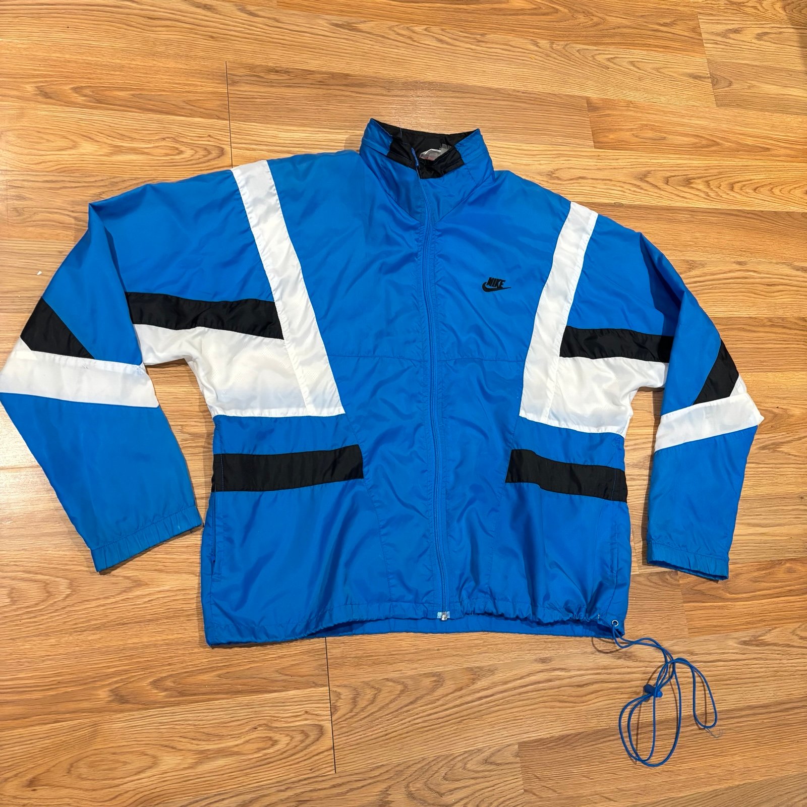 Vintage 80s 90s Nike Nylon Windbreaker Blue Full Zip Track Jacket Men’s Size L