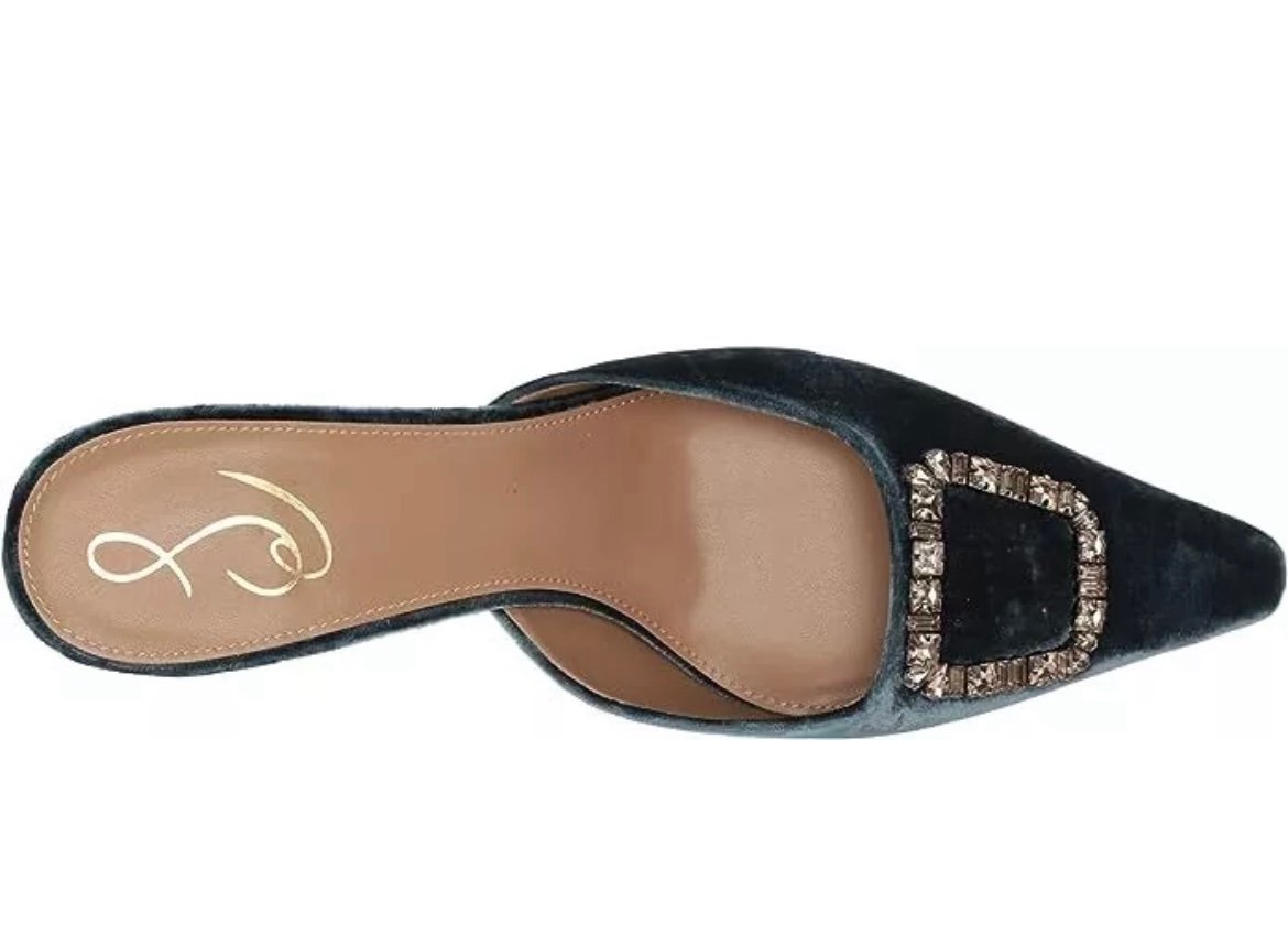 Gorgeous Sam Edelman Brit Jewel Deep Sapphire Kitten Heel Slip On Pointed Toe