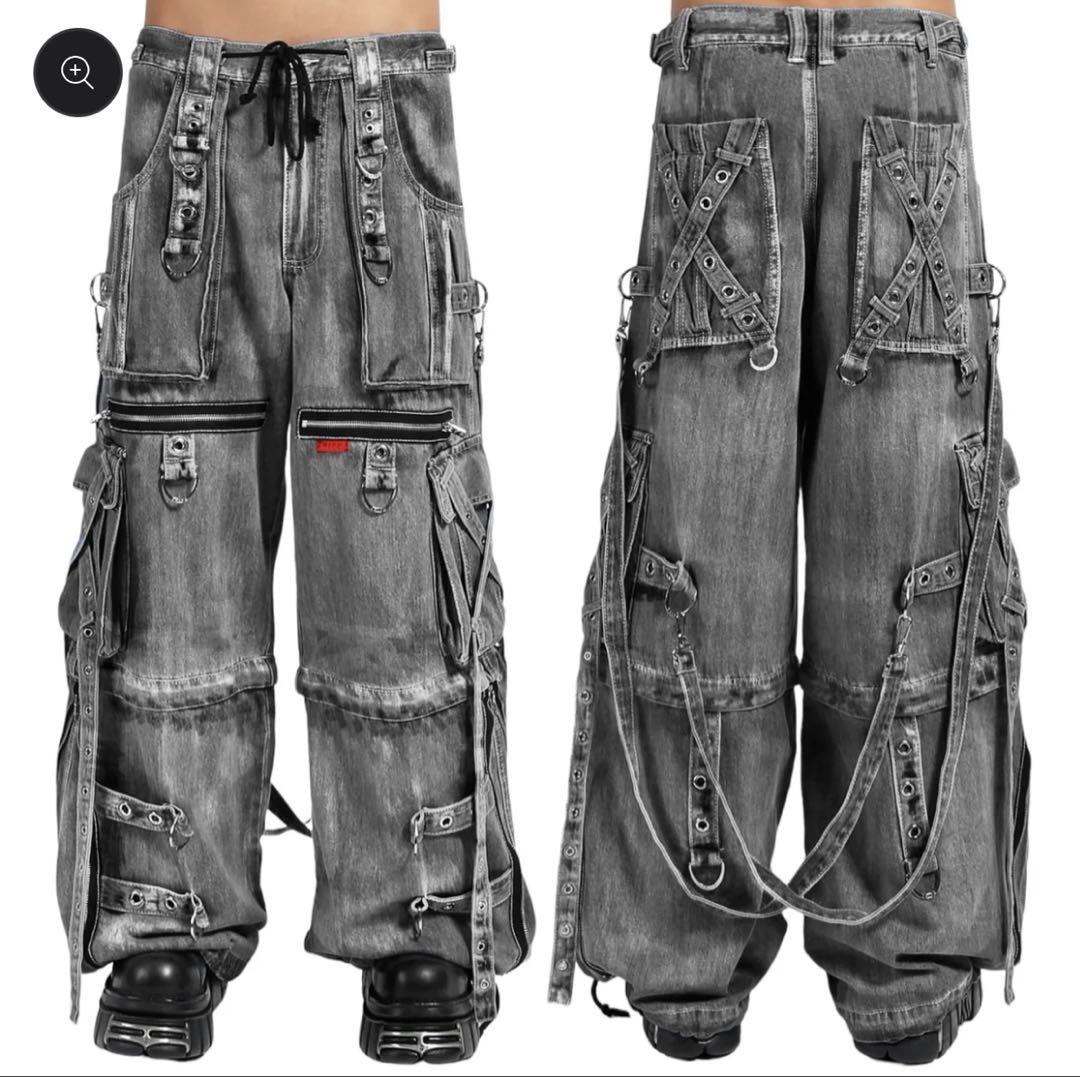 S】X-STRAP PANT FOG WASH BLACK DENIM