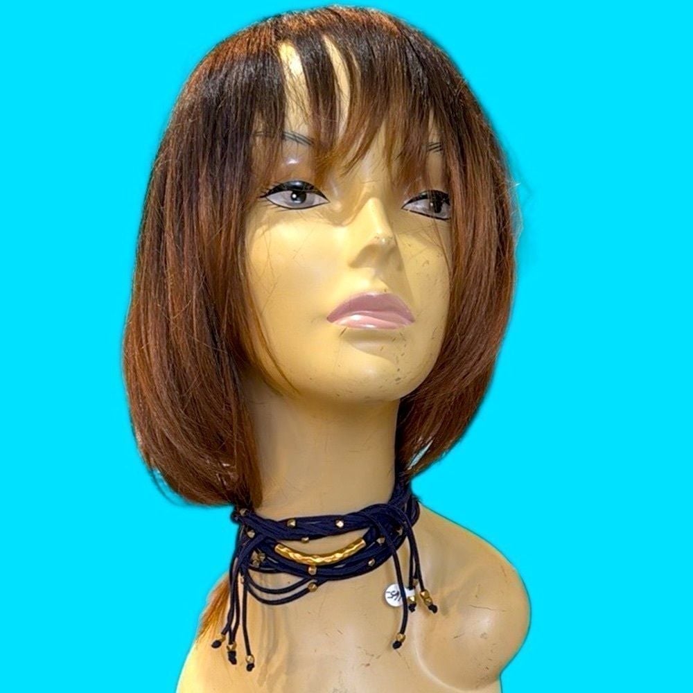 NWT NAVY BLUE BRASS SUEDE MULTIPLE LAYER NECKLACE MULTIPLE USE NECKLACE