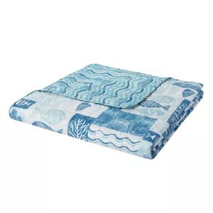 Patchwork Sea Life Reversible Quilt Set Blue