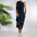 Vintage Blue Floral Bohemian Beachy Boho Hippie Fringe Sarong Wrap Skirt / OS