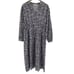 Calme By Johnny Was Relaxed Henley Midi Dress Long Sleeve Floral Large Gray