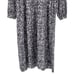 Calme By Johnny Was Relaxed Henley Midi Dress Long Sleeve Floral Large Gray