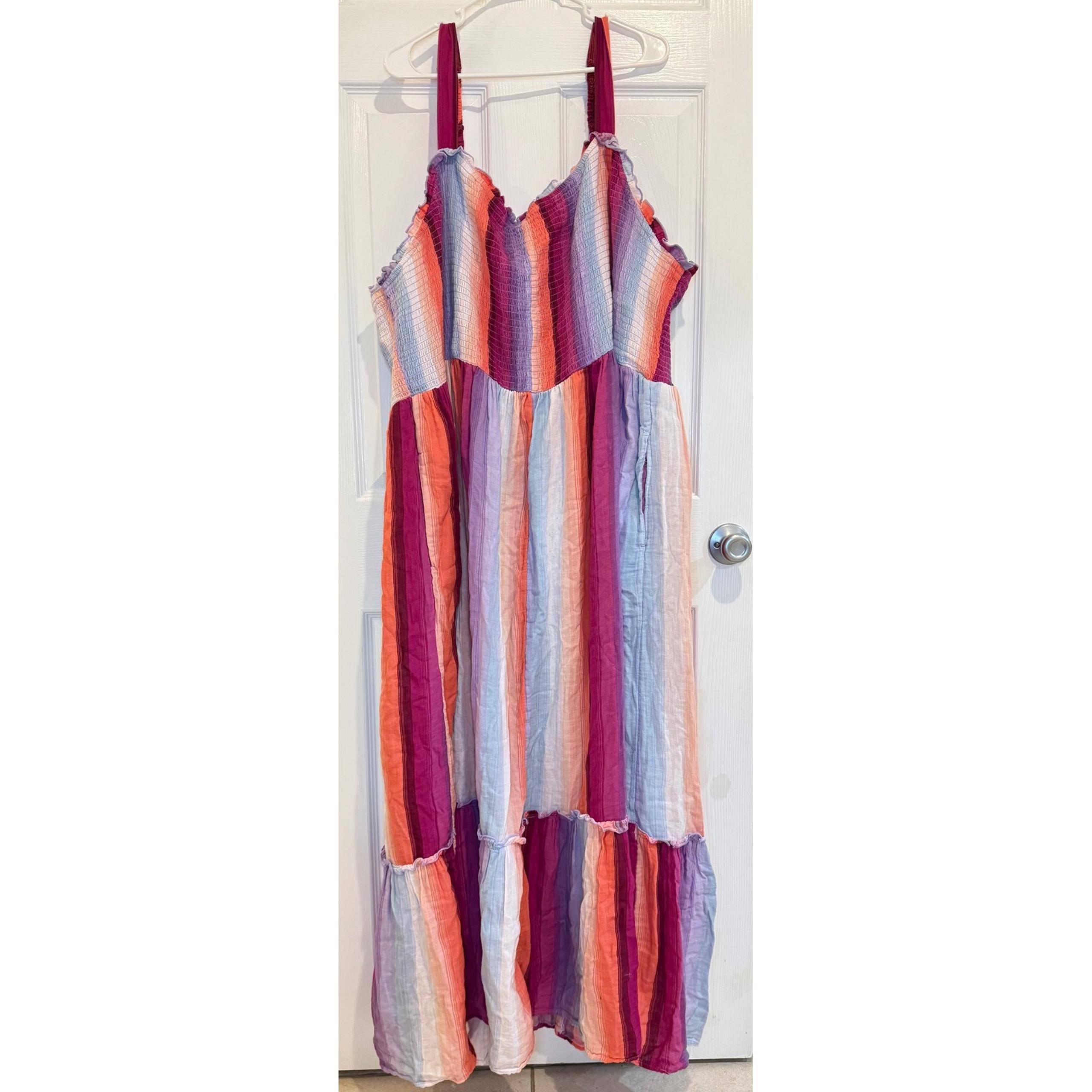 Terra & Sky Maxi Dress Striped Sleeveless Casual Sundress Plus Size 5X