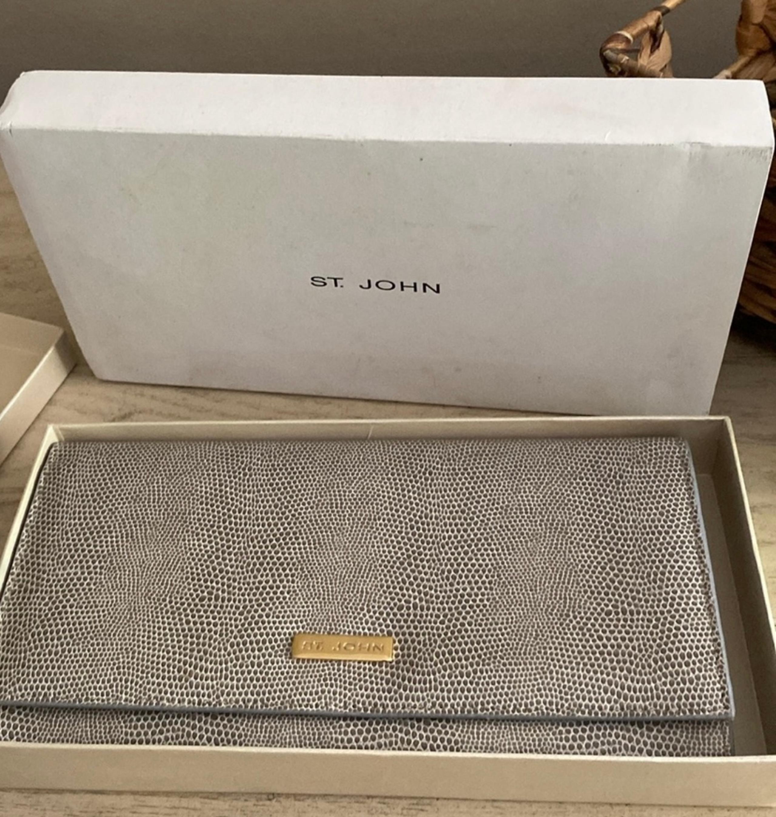 St John’s Leather Wallet Clutch Snakeskin print luxurious new with tags and box