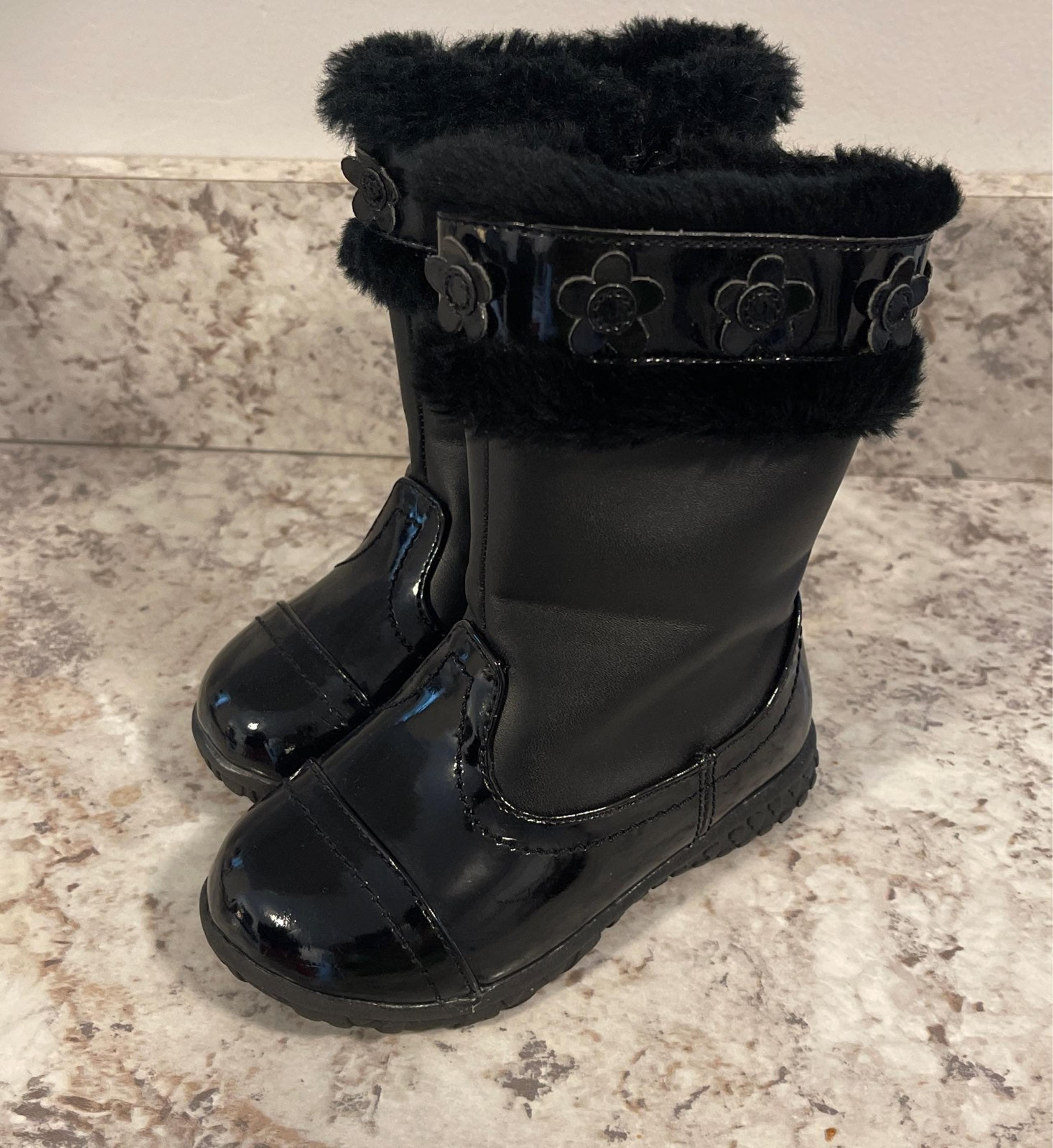 Toddler girls winter fur lined boots