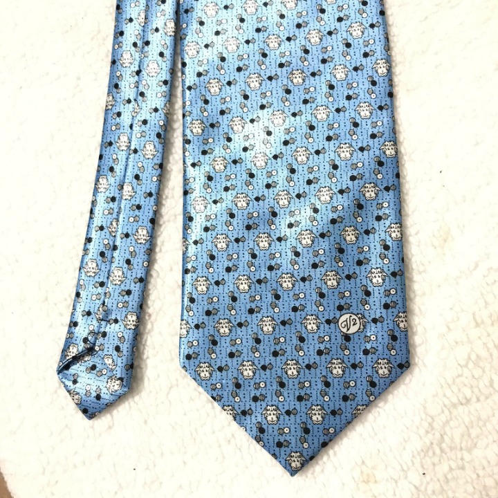 100% Silk Versace Classic Blue with White Medusa And Dots Tie Necktie